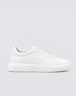 Beyaz - Beyaz Deri Sneaker +7CM Boy Uzatan Ayakkabı