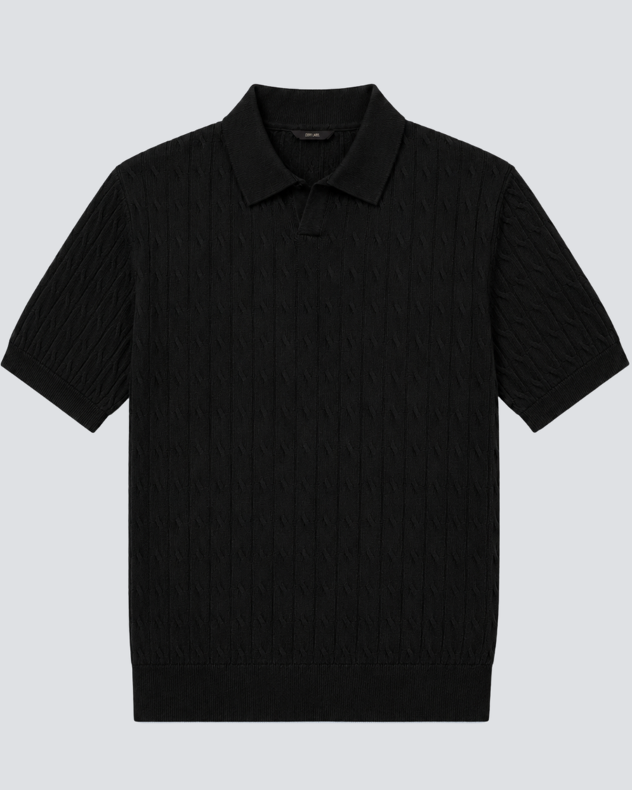 Siyah Triko Polo Yaka Tişört