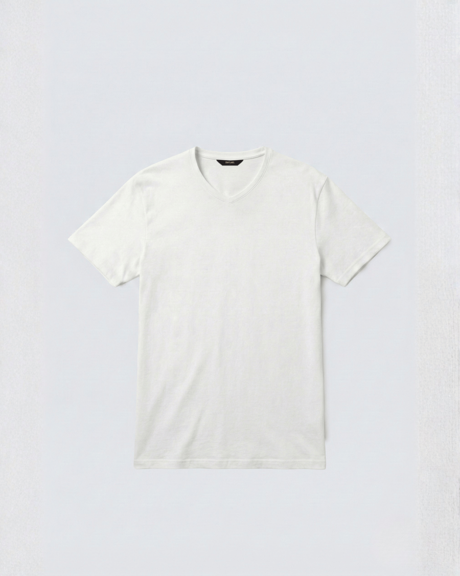 Beyaz V Yaka Tişört