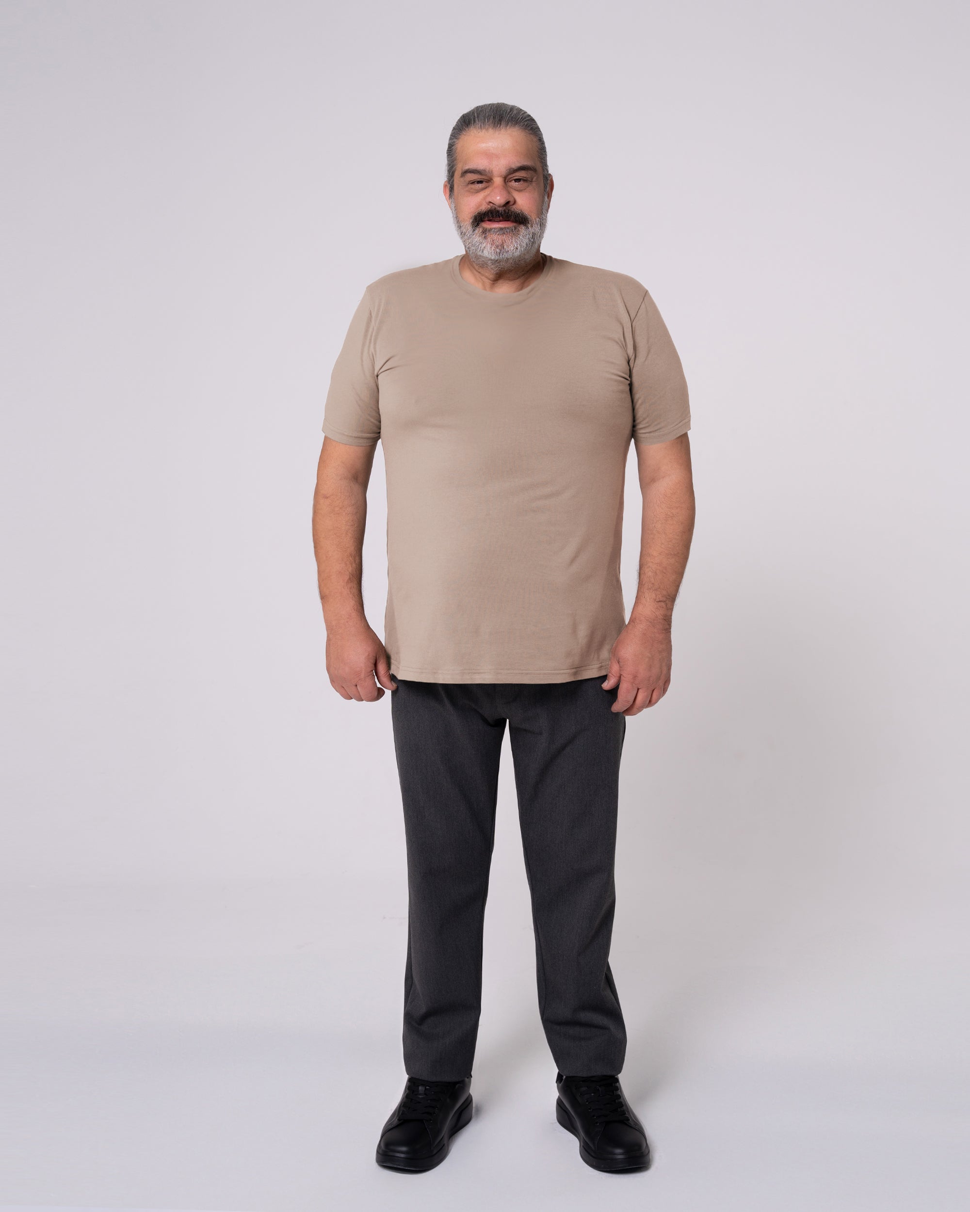 Taş Rengi Bisiklet Yaka Tişört