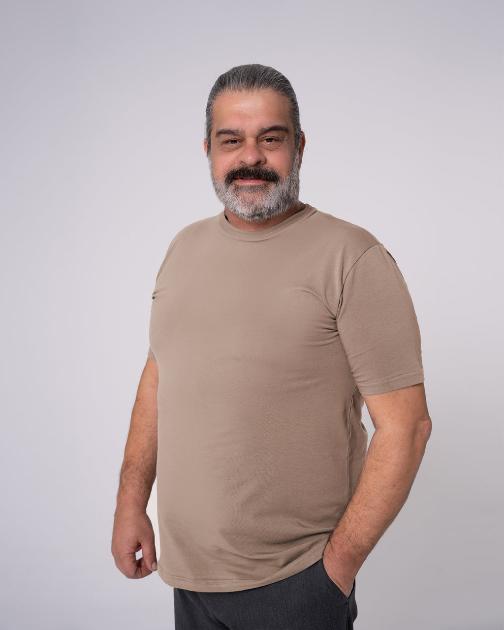 Taş Rengi Bisiklet Yaka Tişört