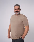 Taş Rengi Bisiklet Yaka Tişört