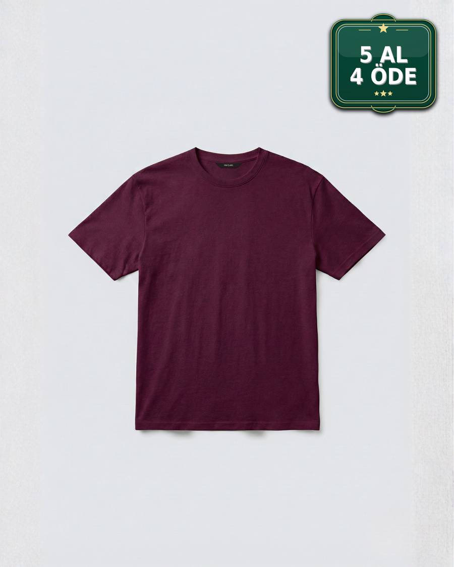 Bordo Bisiklet Yaka Tişört