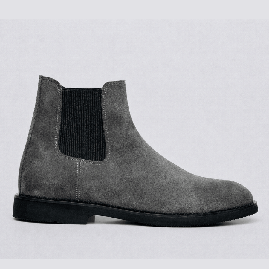 Gri - Süet Elevation +7CM Boy Uzatan Chelsea Bot