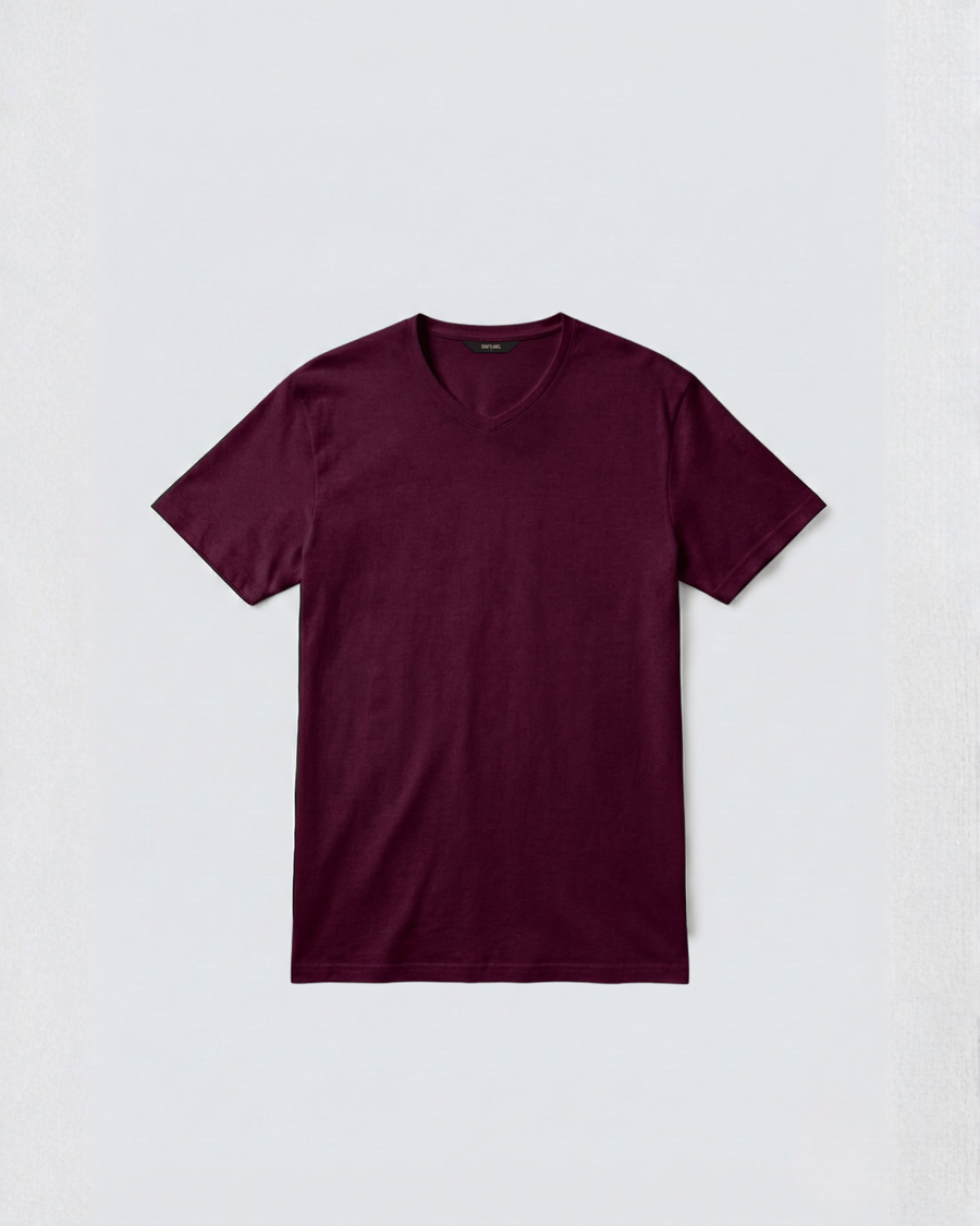 Bordo V Yaka Tişört