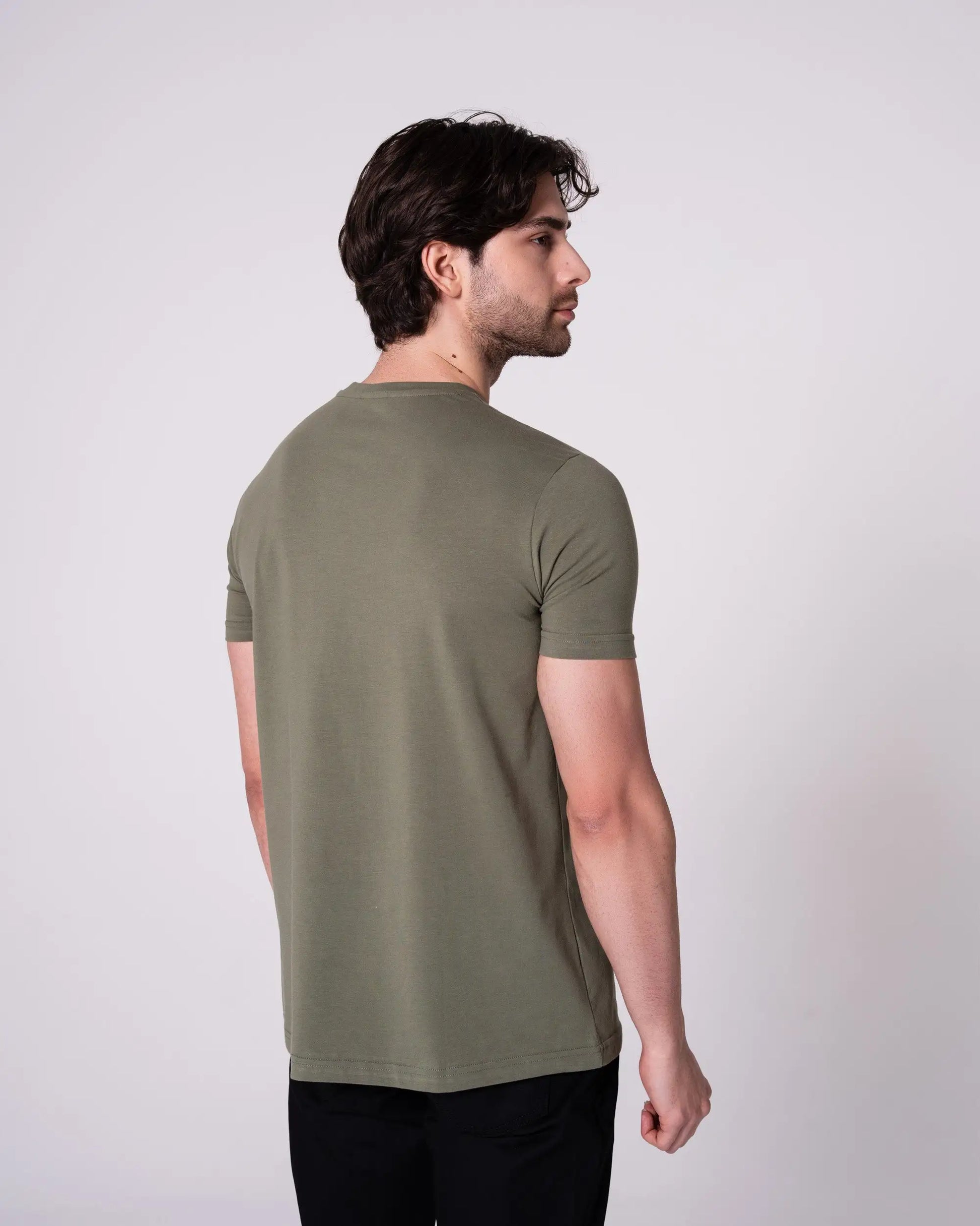 Haki V Yaka Tişört Craftlabel