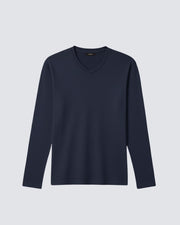 Lacivert Uzun Kollu V Yaka Tişört