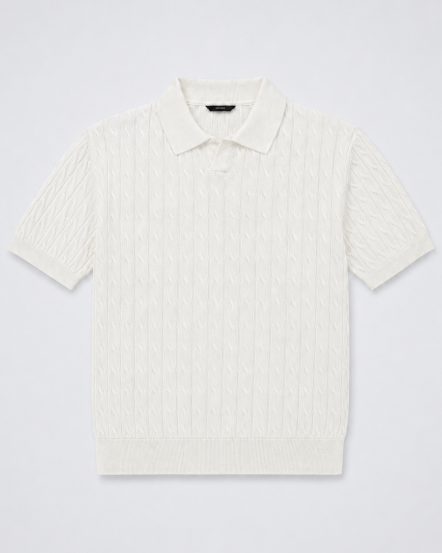 Ekru Triko Polo Yaka Tişört