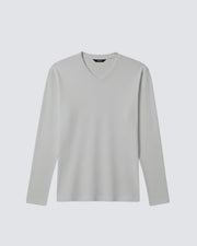 Gri Uzun Kollu V Yaka Tişört