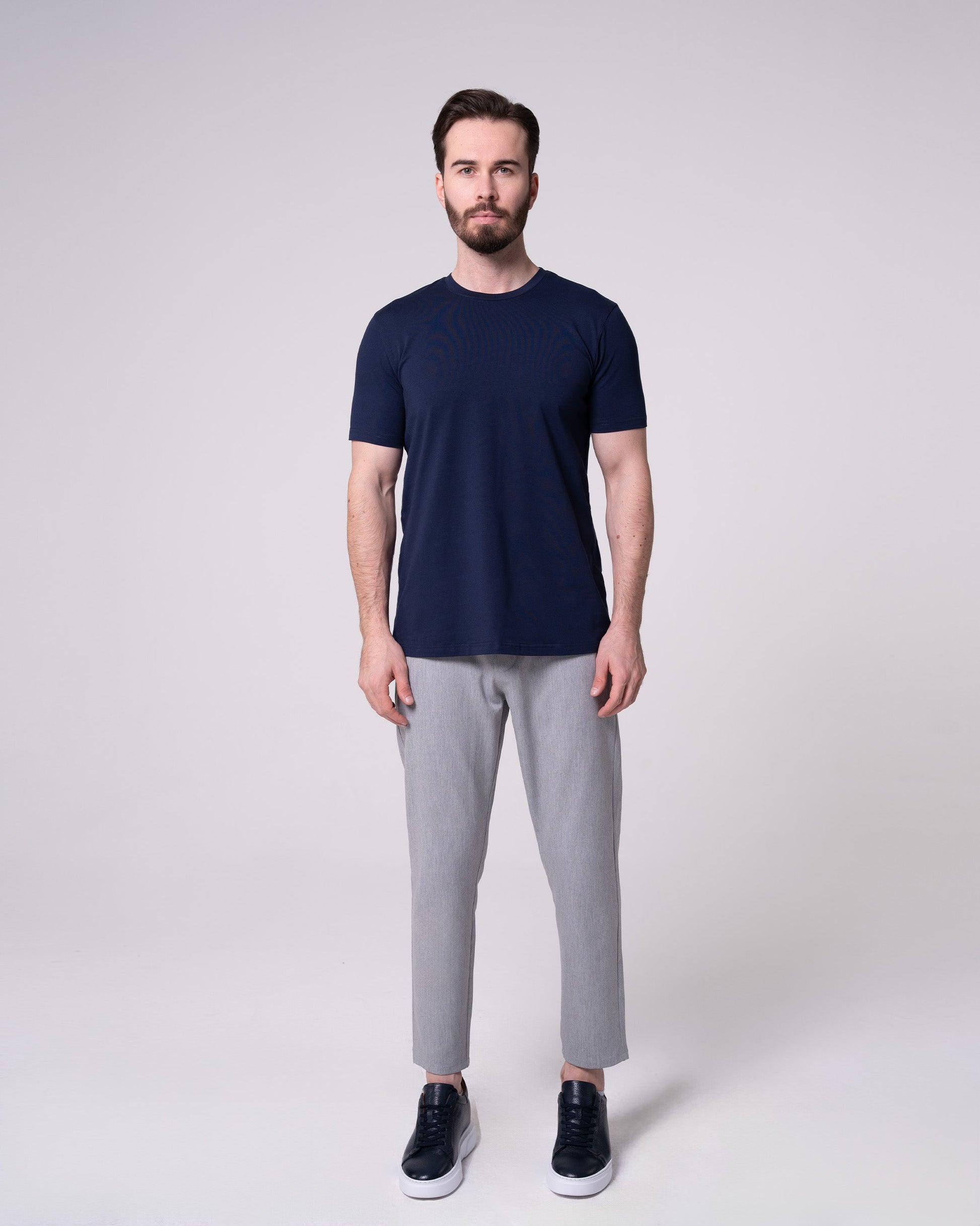 Lacivert Bisiklet Yaka Tişört Craftlabel