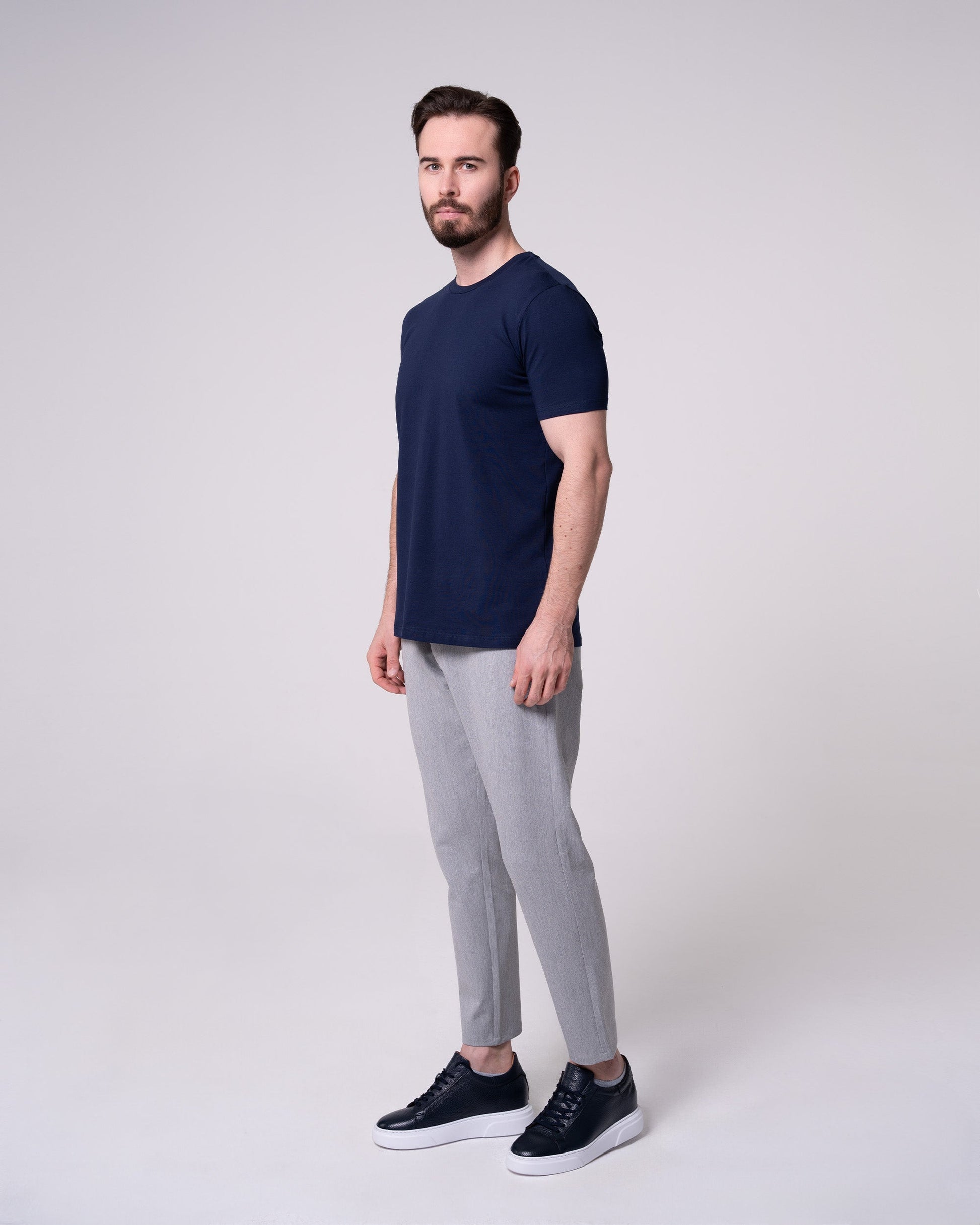 Lacivert Bisiklet Yaka Tişört Craftlabel