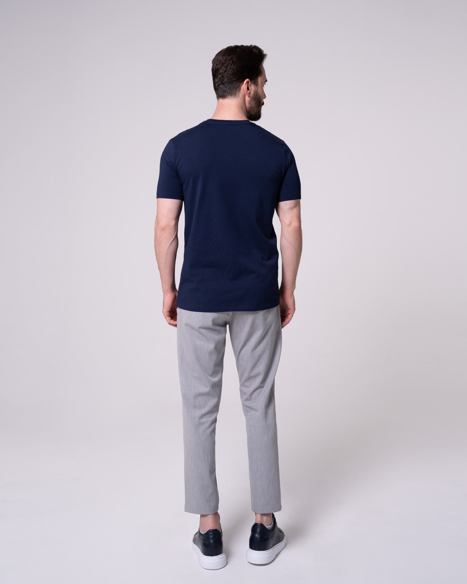 Lacivert Bisiklet Yaka Tişört Craftlabel