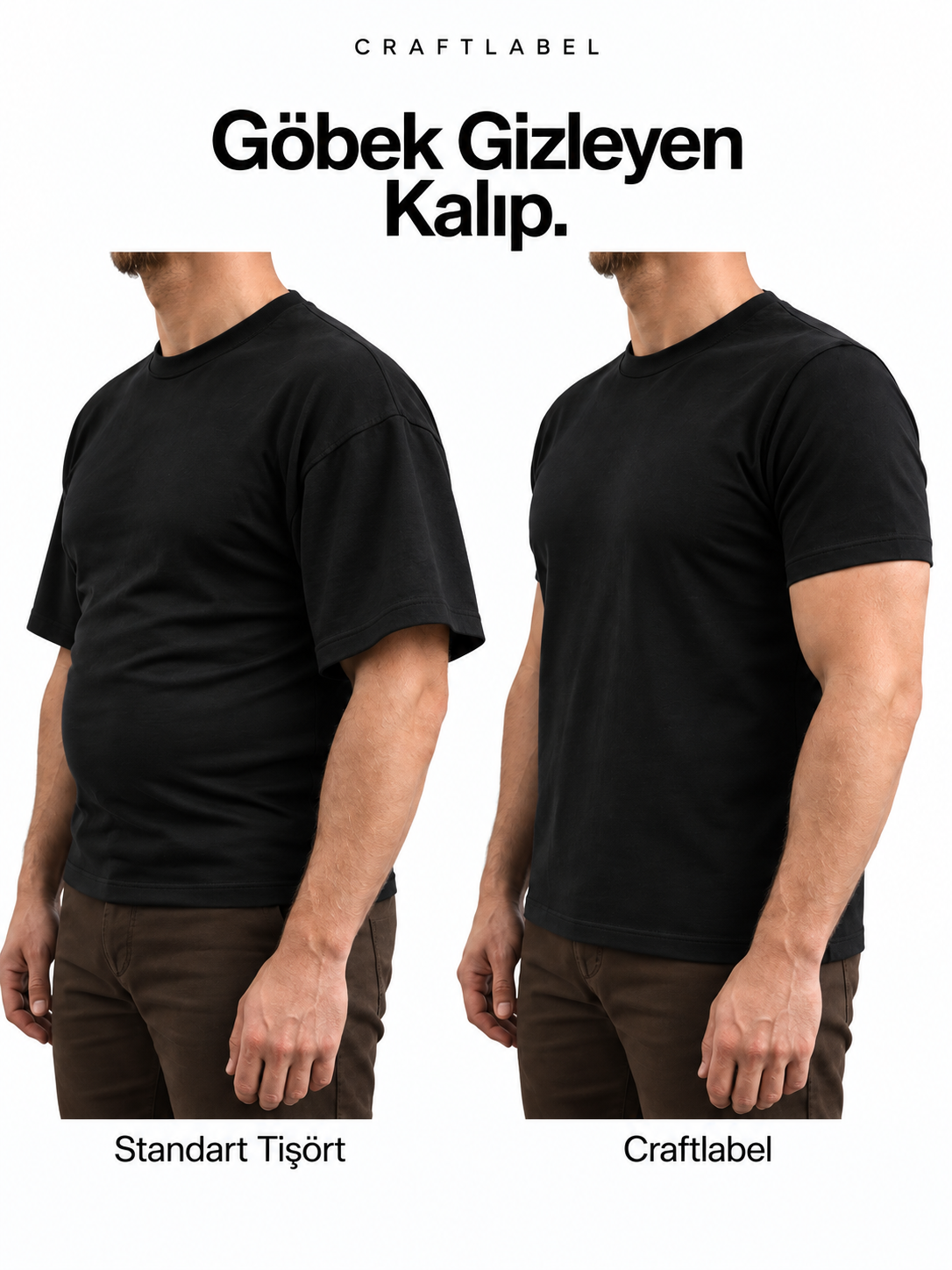 Siyah Bisiklet Yaka Tişört