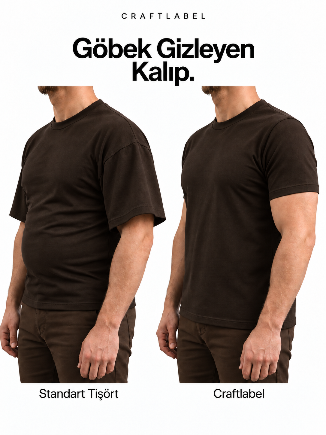 Kahverengi Bisiklet Yaka Tişört