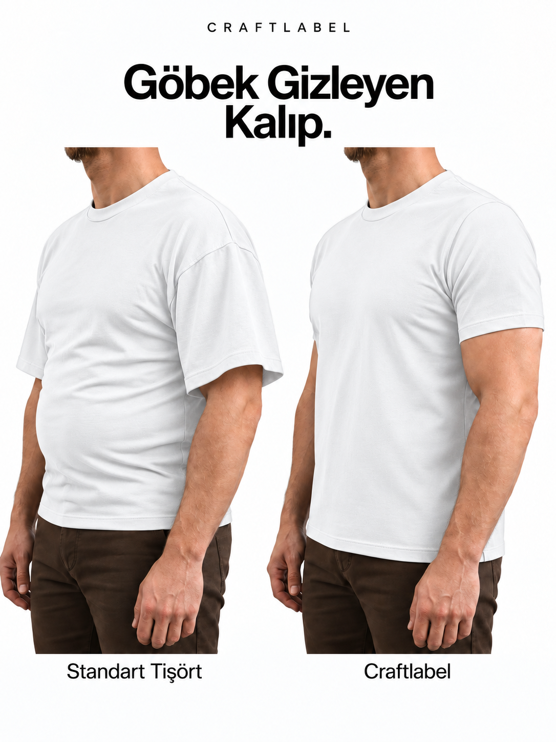 Beyaz Bisiklet Yaka Tişört