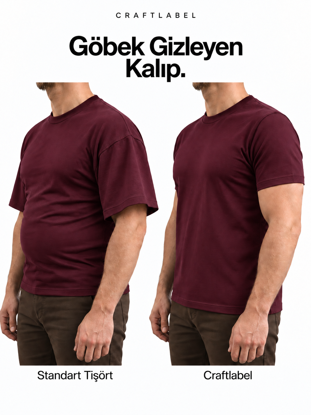 Bordo Bisiklet Yaka Tişört