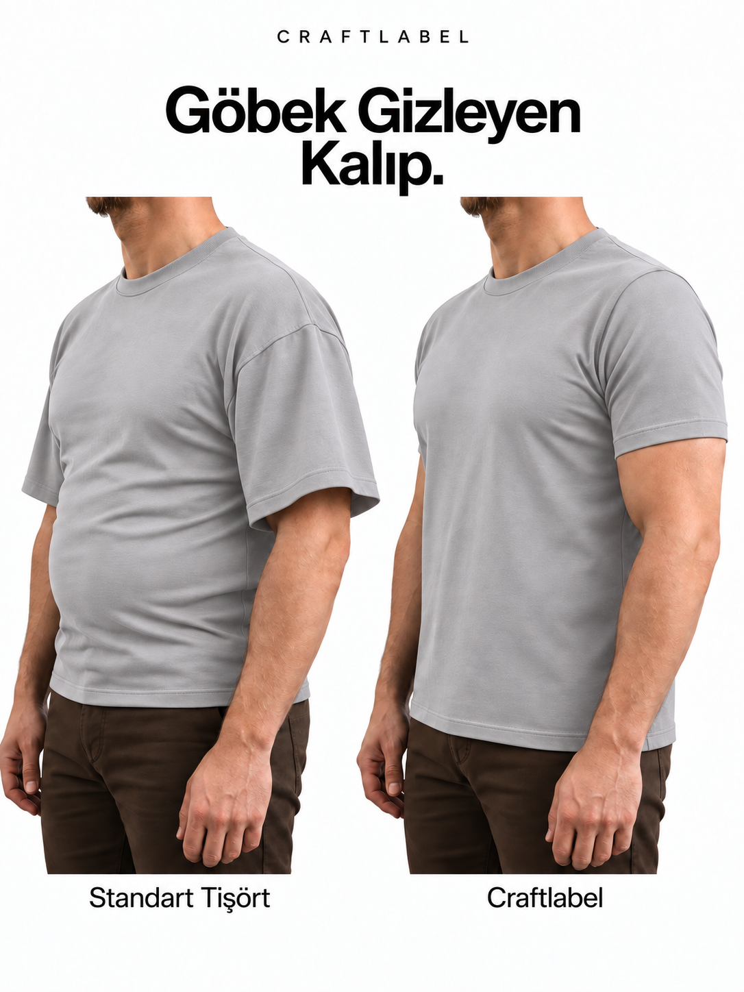 Gri Bisiklet Yaka Tişört