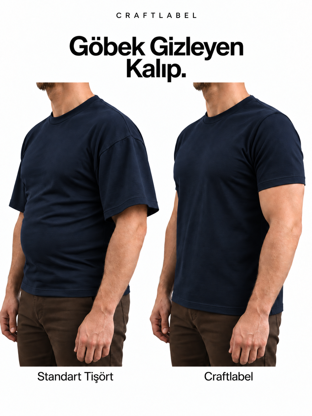 Lacivert Bisiklet Yaka Tişört