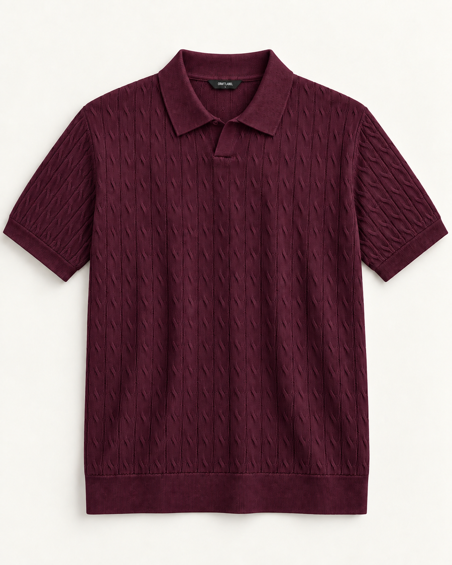 Bordo Triko Polo Yaka Tişört