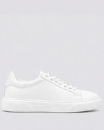 Beyaz - Beyaz Deri Sneaker +7CM Boy Uzatan Ayakkabı