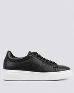 Siyah - Beyaz Deri Sneaker +7CM Boy Uzatan Ayakkabı