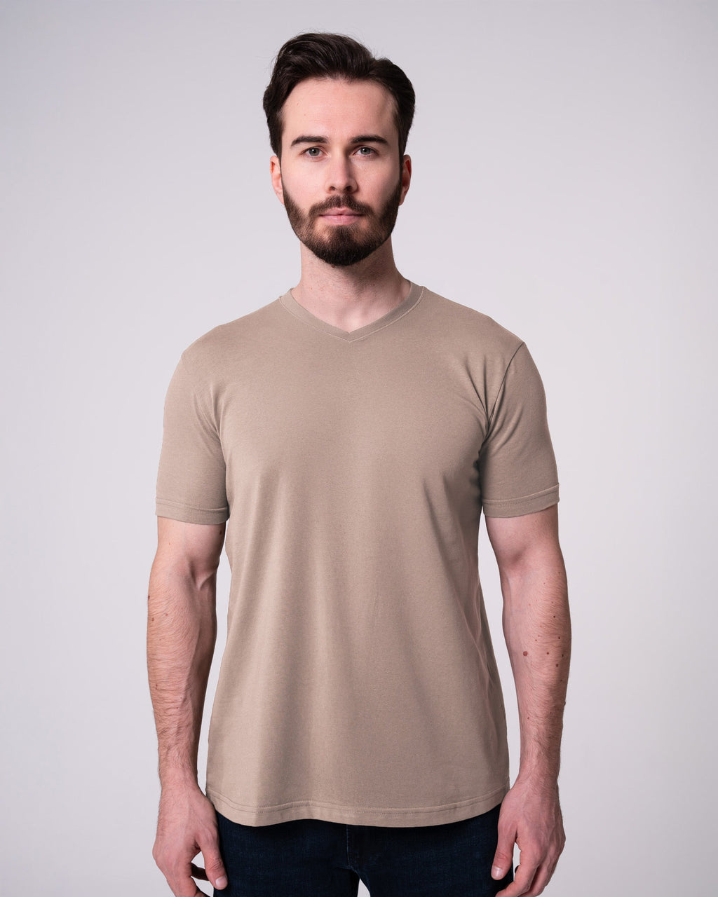 Taş Rengi V Yaka Tişört Craftlabel