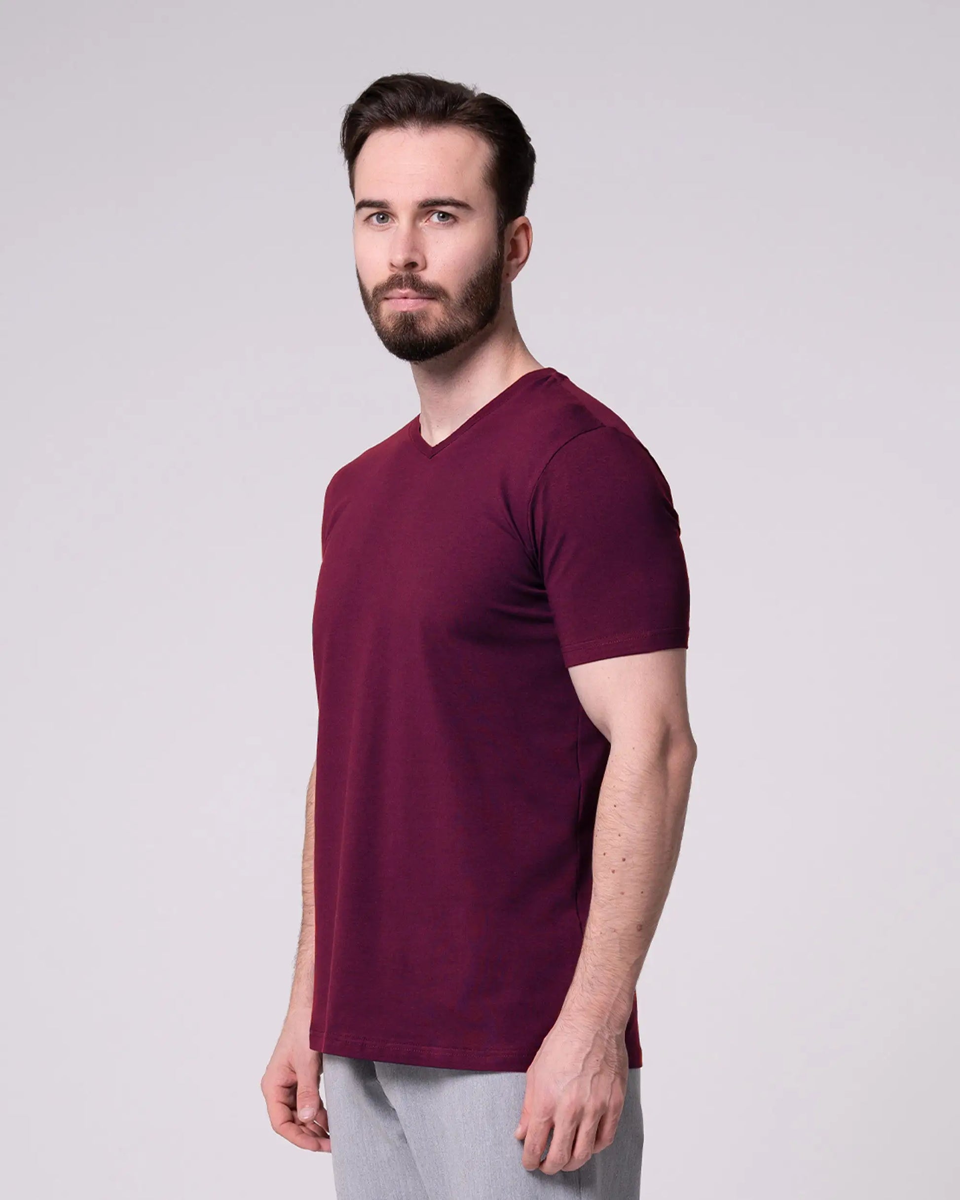 Bordo V Yaka Tişört Craftlabel