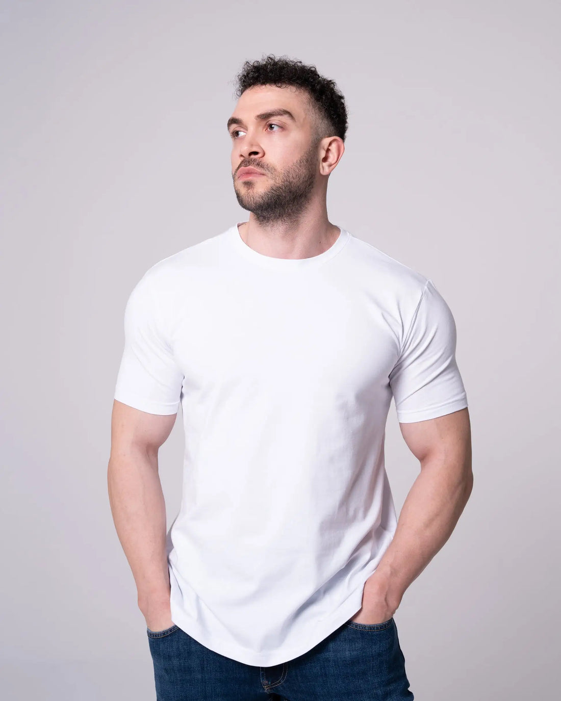 Beyaz Bisiklet Yaka Tişört Craftlabel