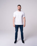 Beyaz Bisiklet Yaka Tişört Craftlabel