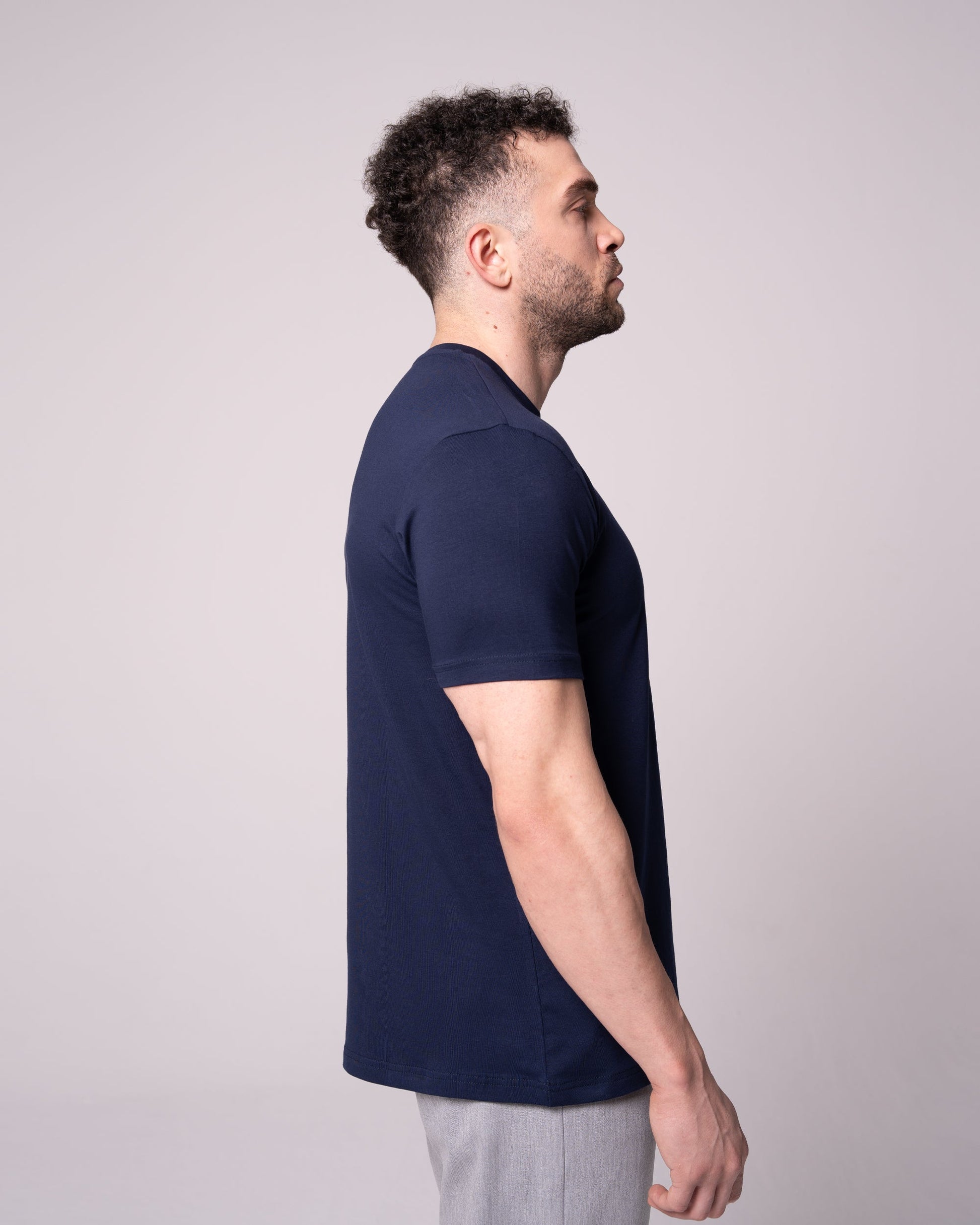 Lacivert Bisiklet Yaka Tişört Craftlabel