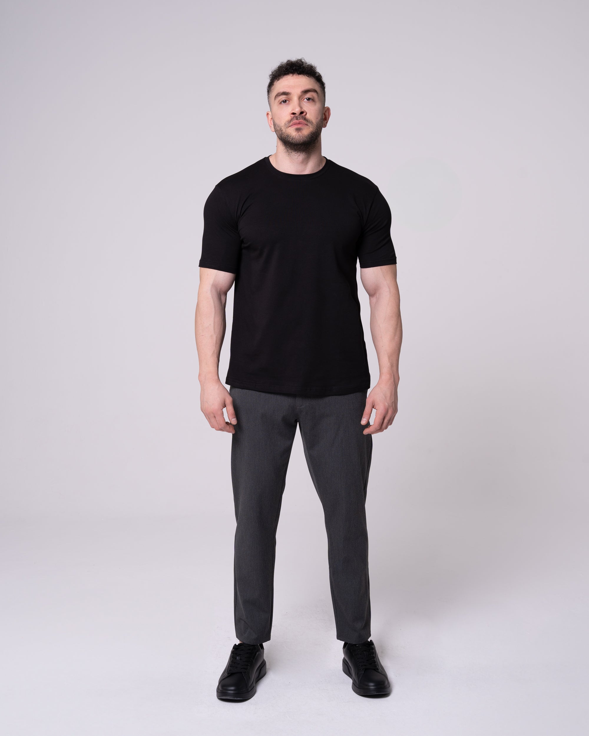 Siyah Bisiklet Yaka Tişört Craftlabel