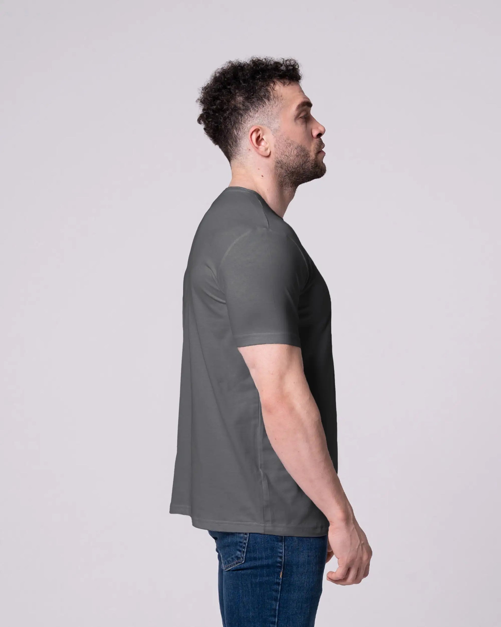 Antrasit Bisiklet Yaka Tişört Craftlabel