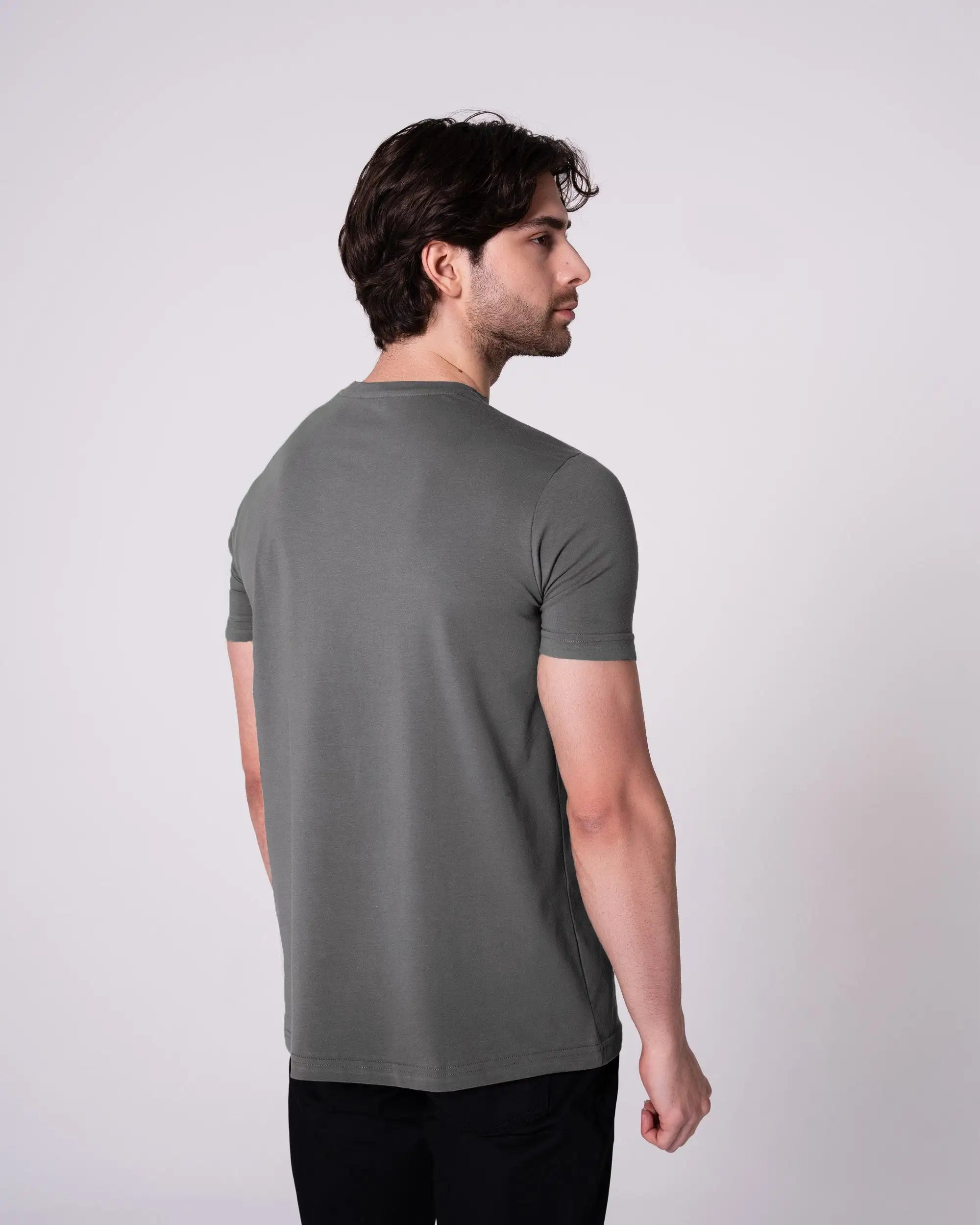 Antrasit Bisiklet Yaka Tişört Craftlabel