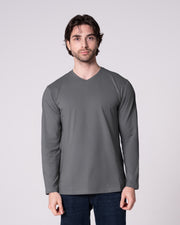 Antrasit Uzun Kollu V Yaka Tişört Craftlabel