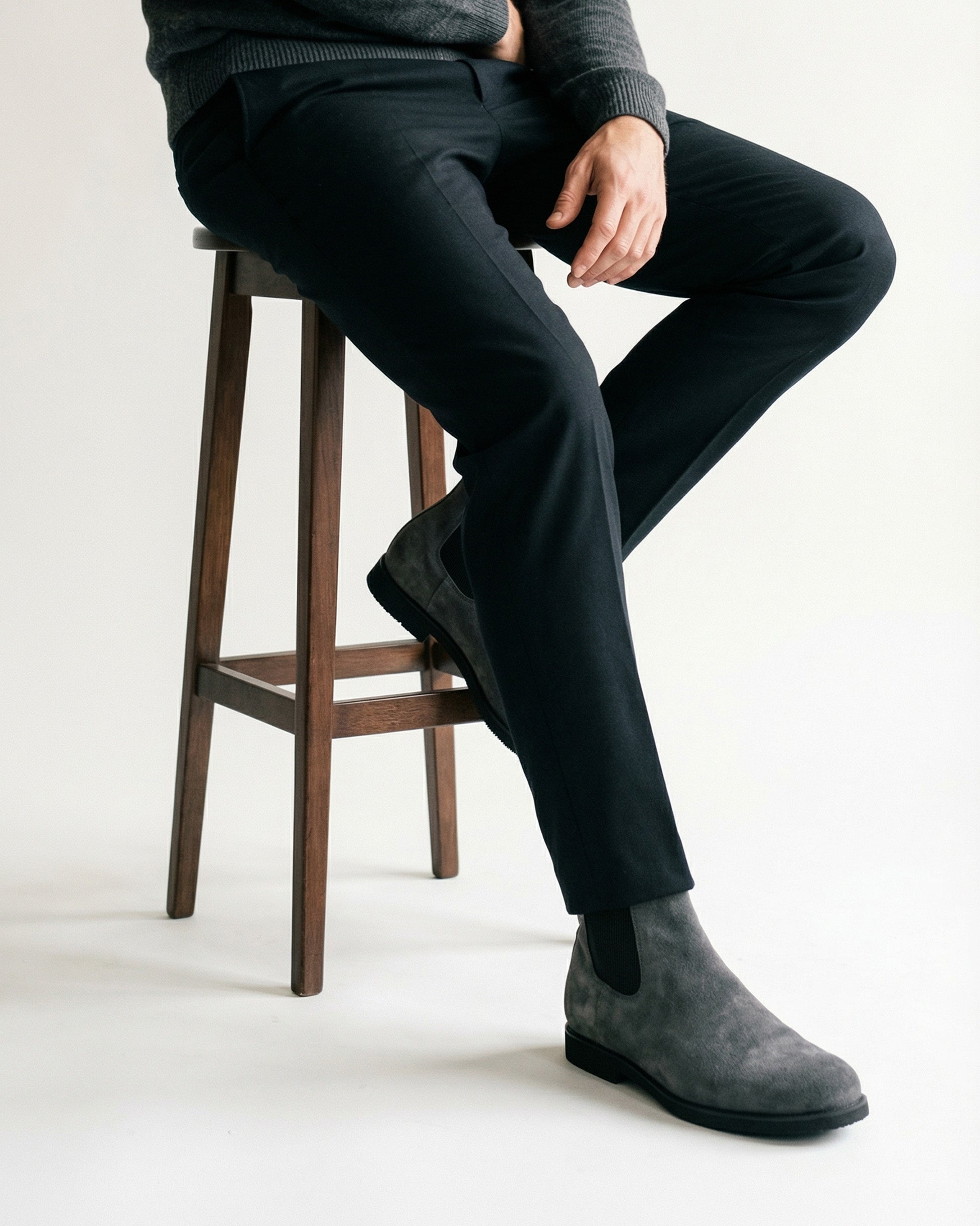 Gri - Süet Elevation +7CM Boy Uzatan Chelsea Bot