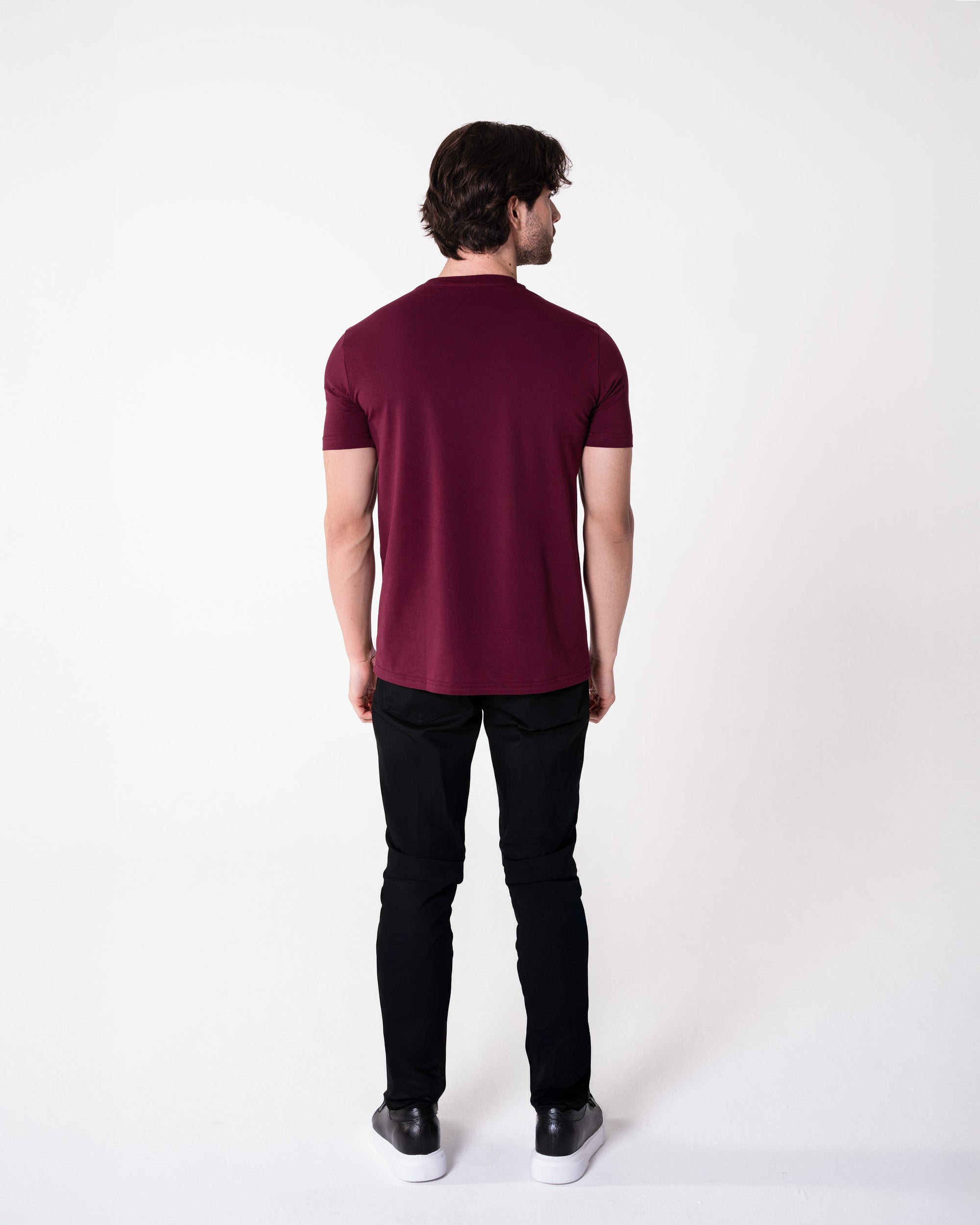 Bordo Bisiklet Yaka Tişört