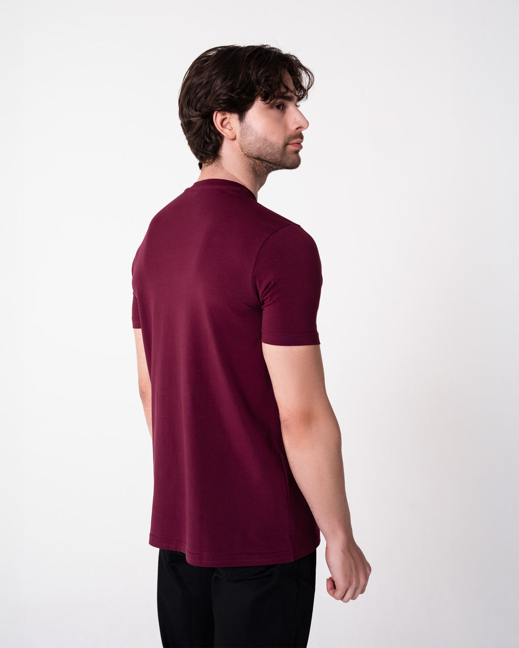 Bordo Bisiklet Yaka Tişört