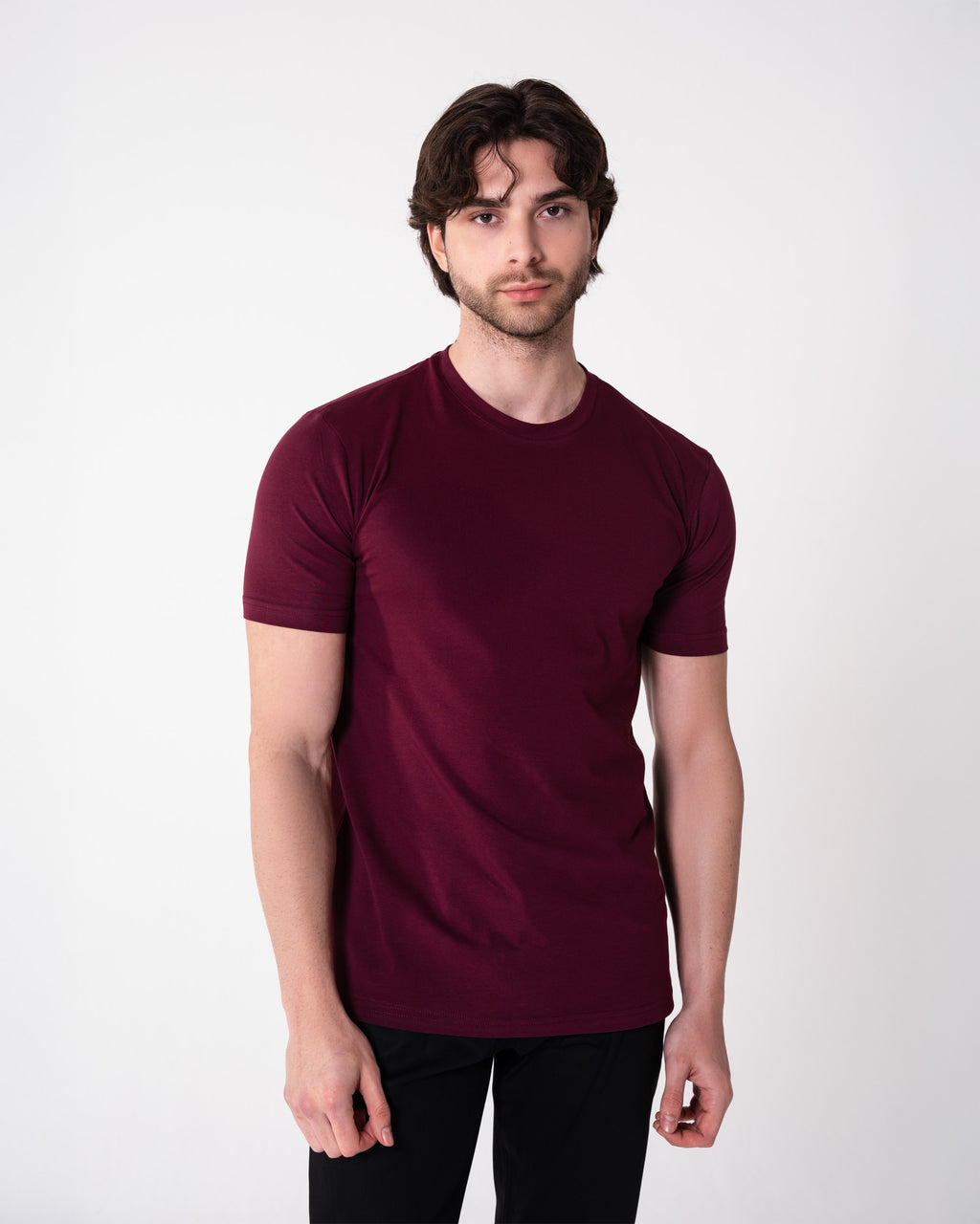 Bordo Bisiklet Yaka Tişört