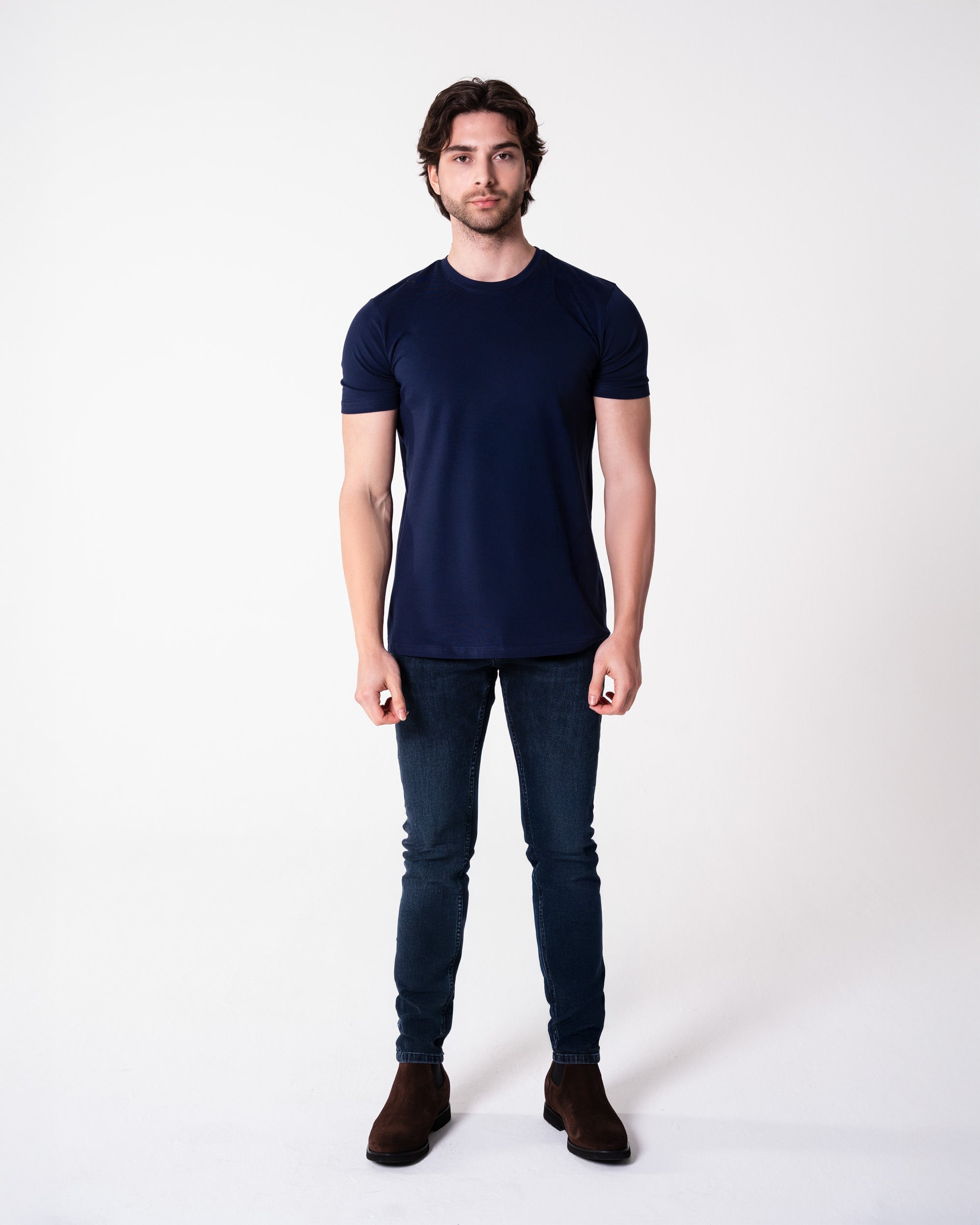 Lacivert Bisiklet Yaka Tişört Craftlabel