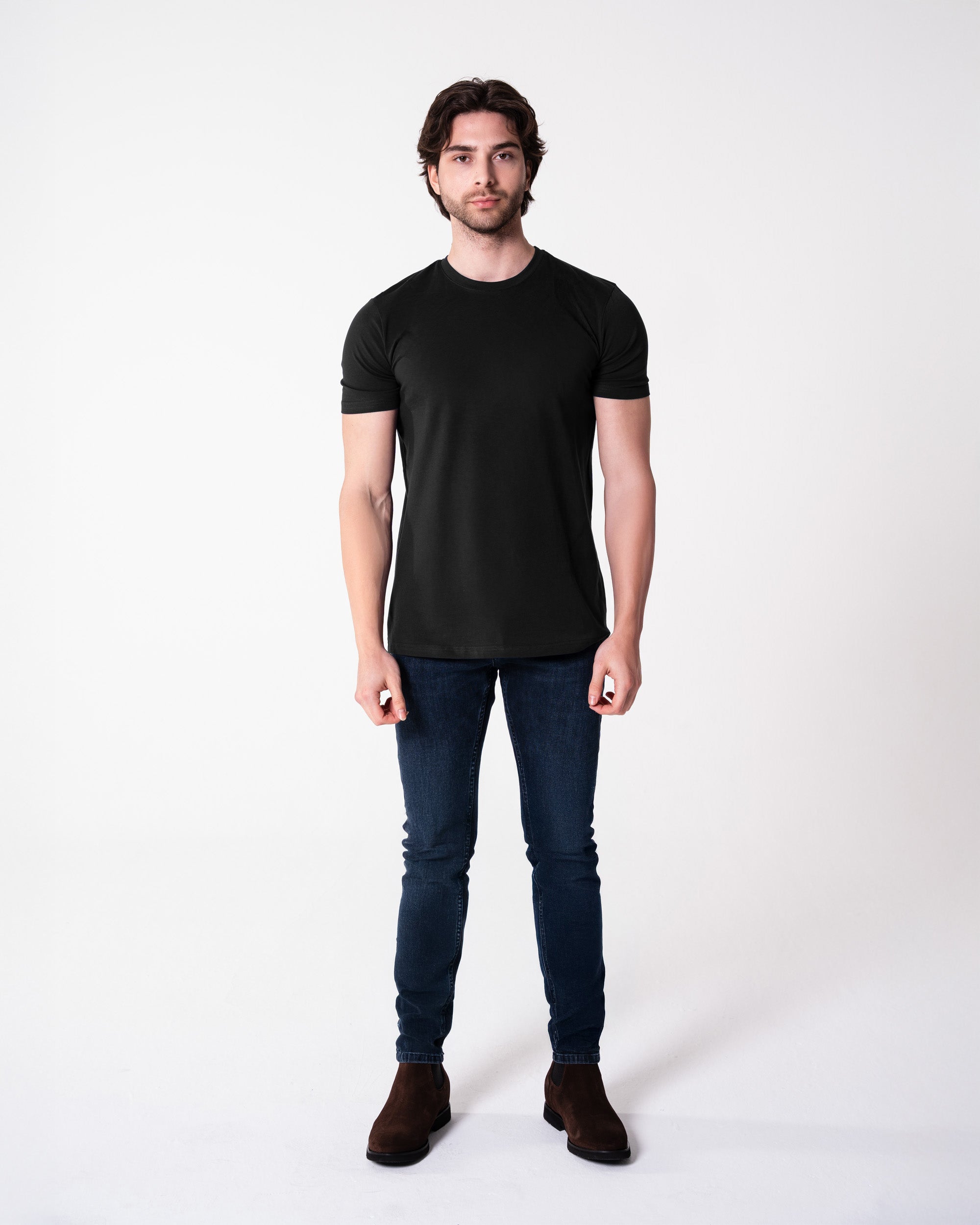 Siyah Bisiklet Yaka Tişört Craftlabel