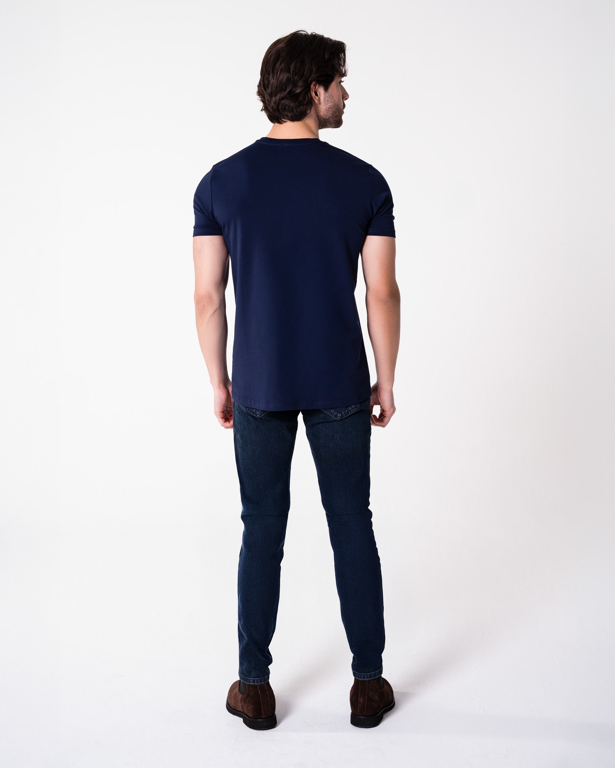 Lacivert Bisiklet Yaka Tişört Craftlabel