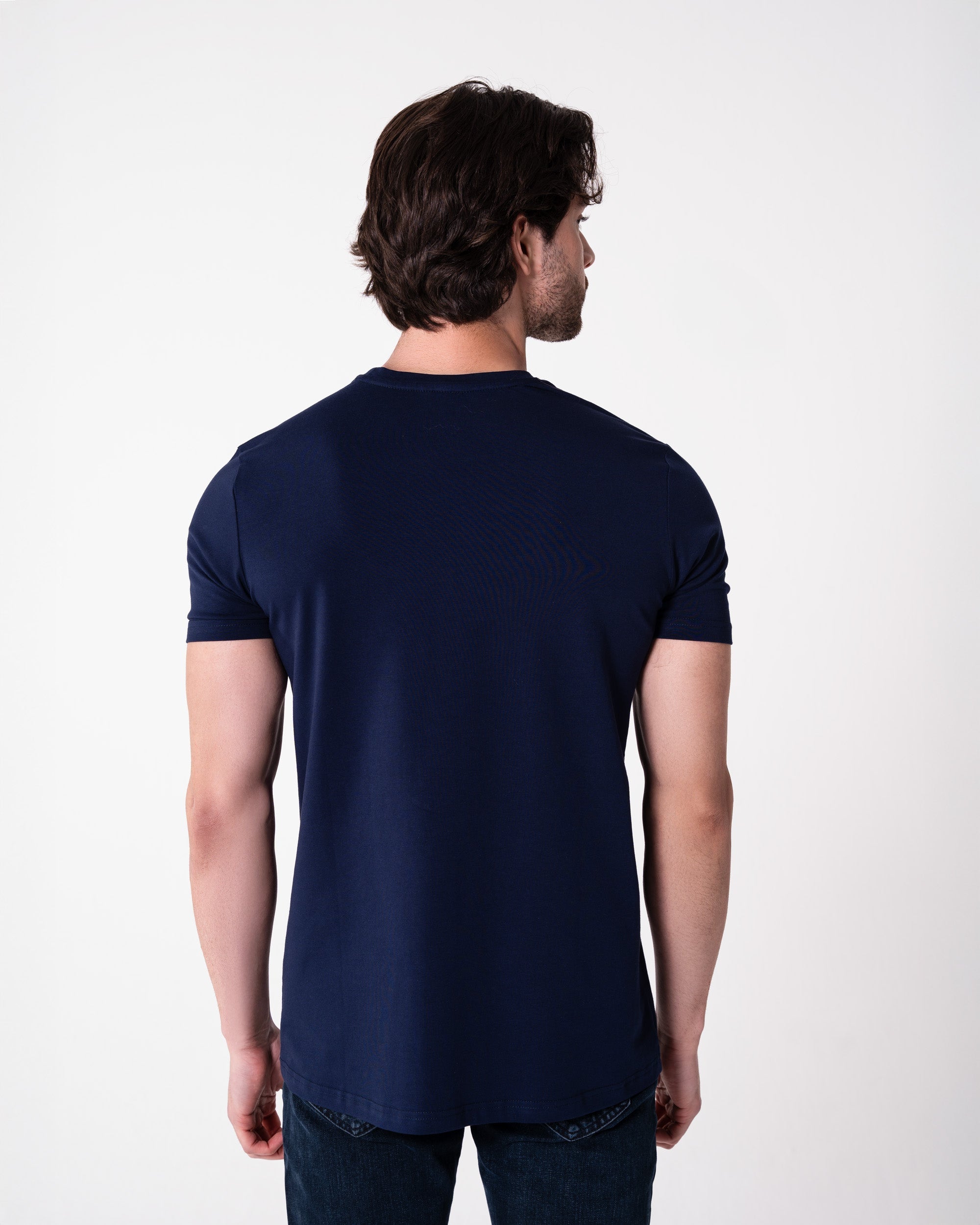 Lacivert Bisiklet Yaka Tişört Craftlabel
