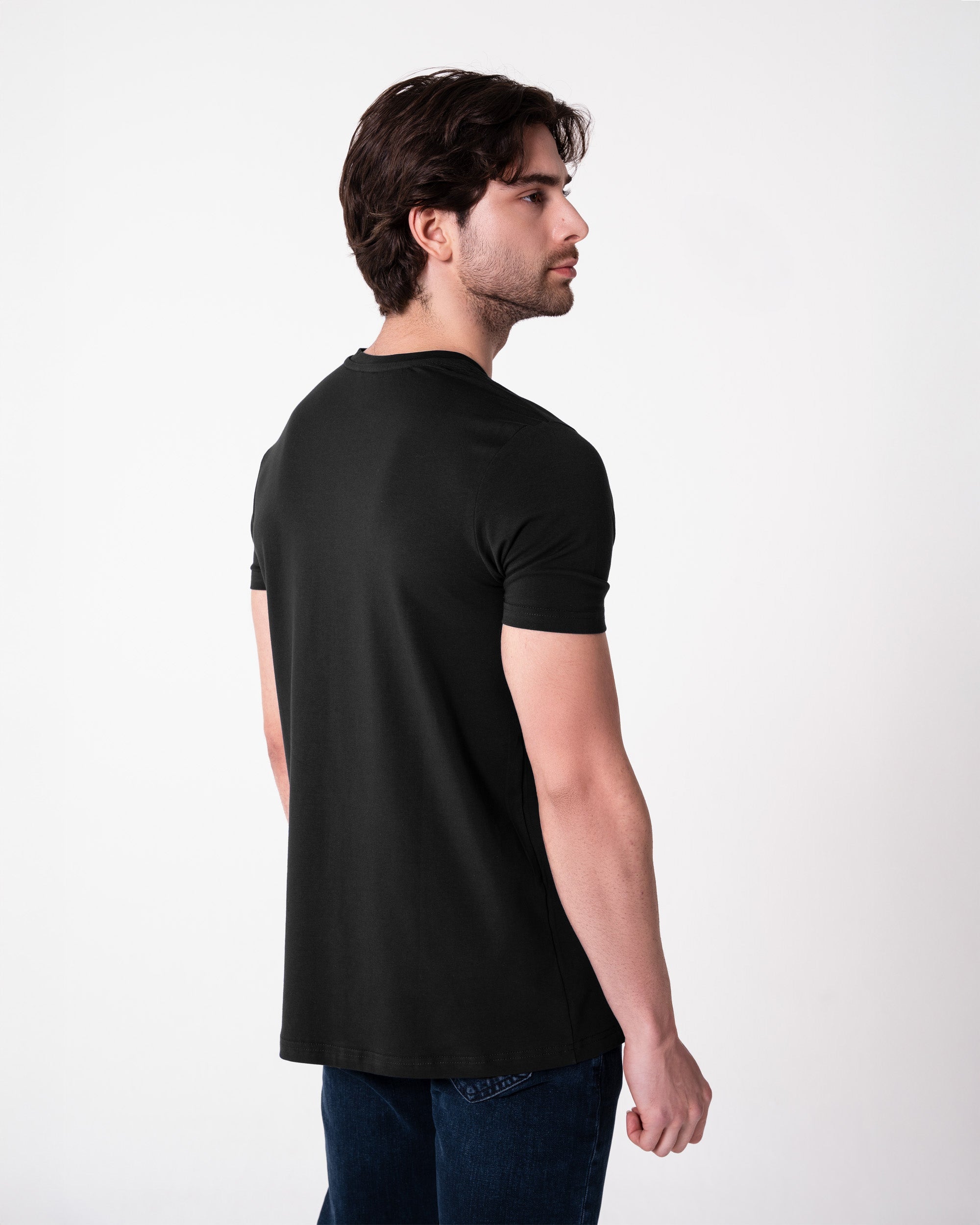 Siyah Bisiklet Yaka Tişört Craftlabel