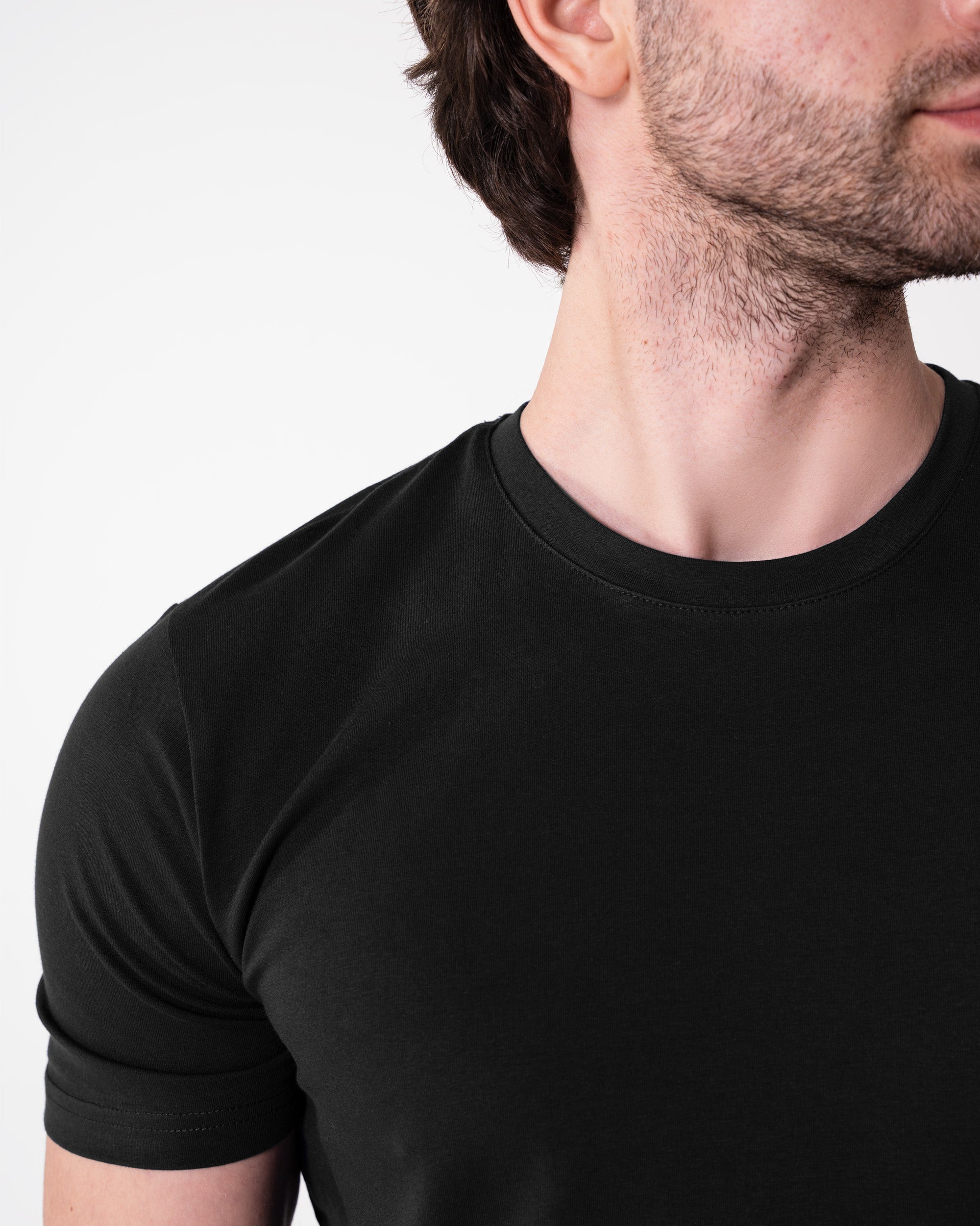 Siyah Bisiklet Yaka Tişört Craftlabel