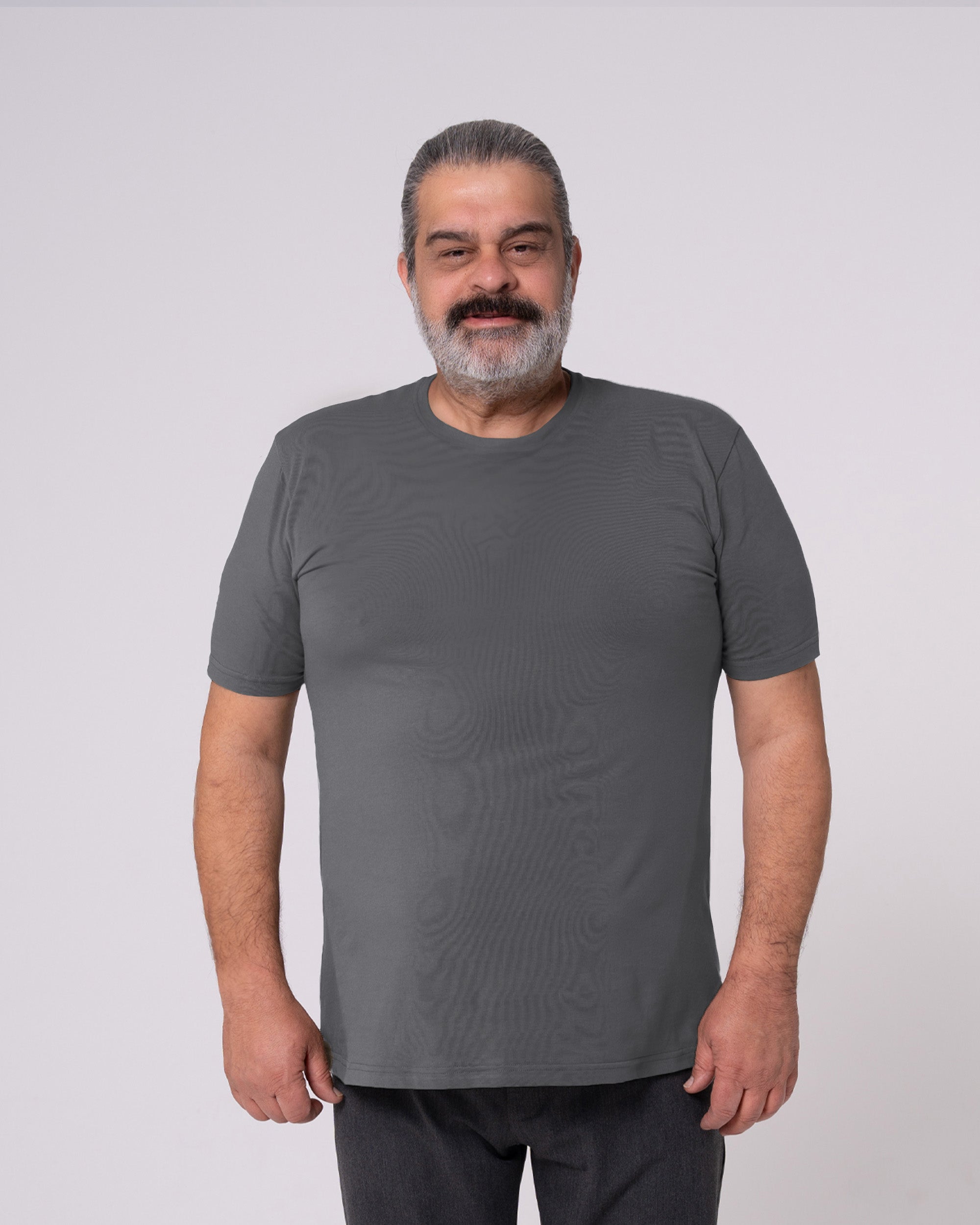 Antrasit Bisiklet Yaka Tişört