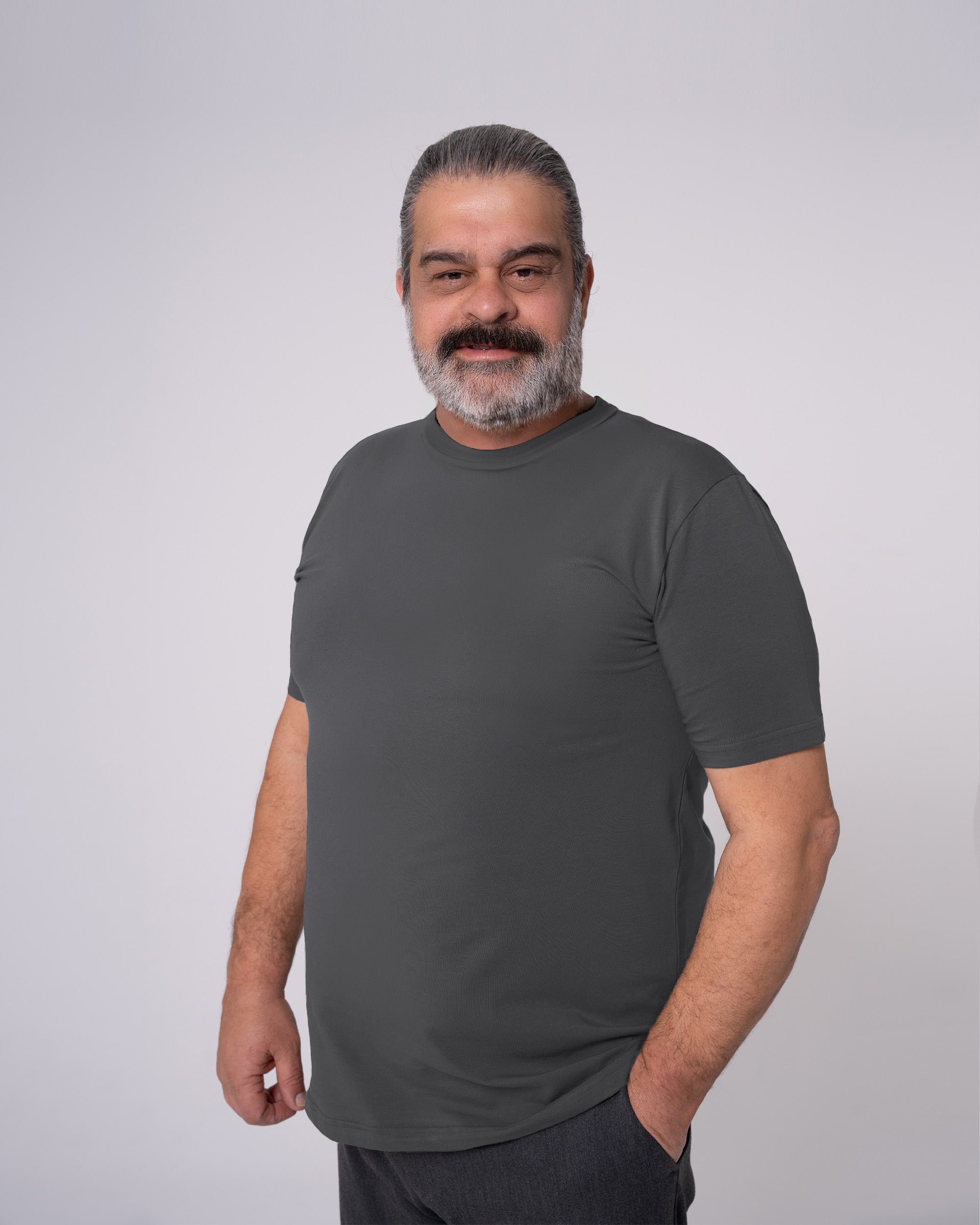 Antrasit Bisiklet Yaka Tişört