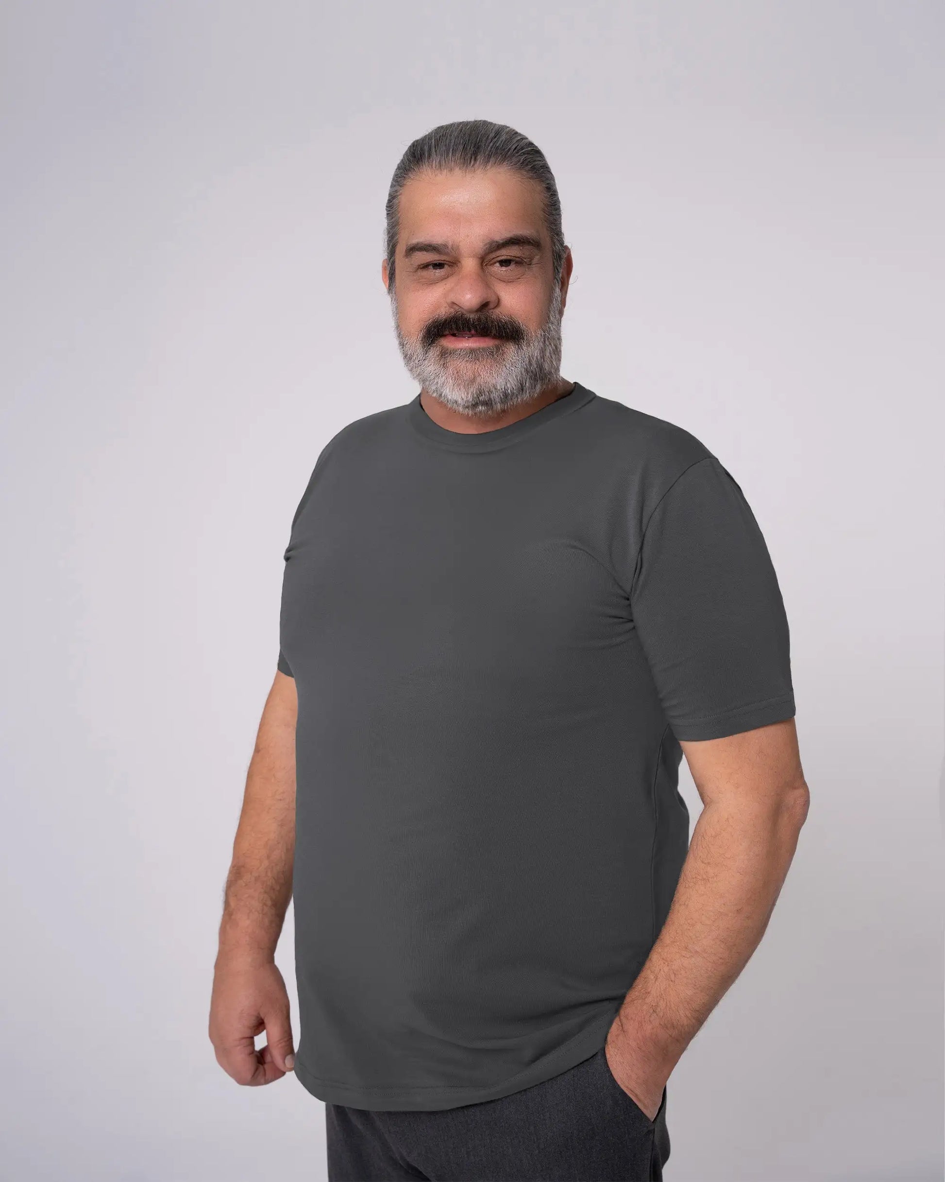 Antrasit Bisiklet Yaka Tişört Craftlabel