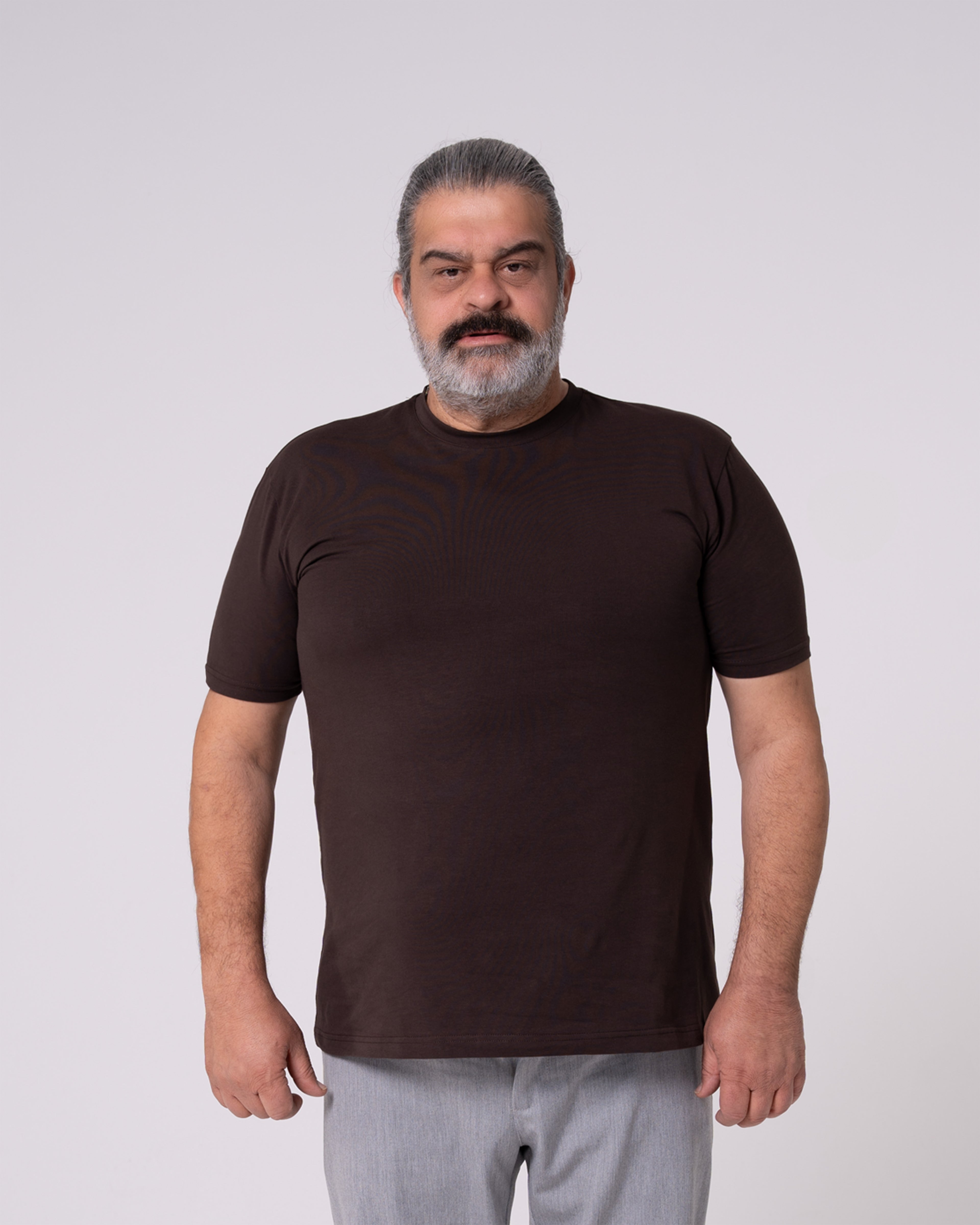 Kahverengi Bisiklet Yaka Tişört
