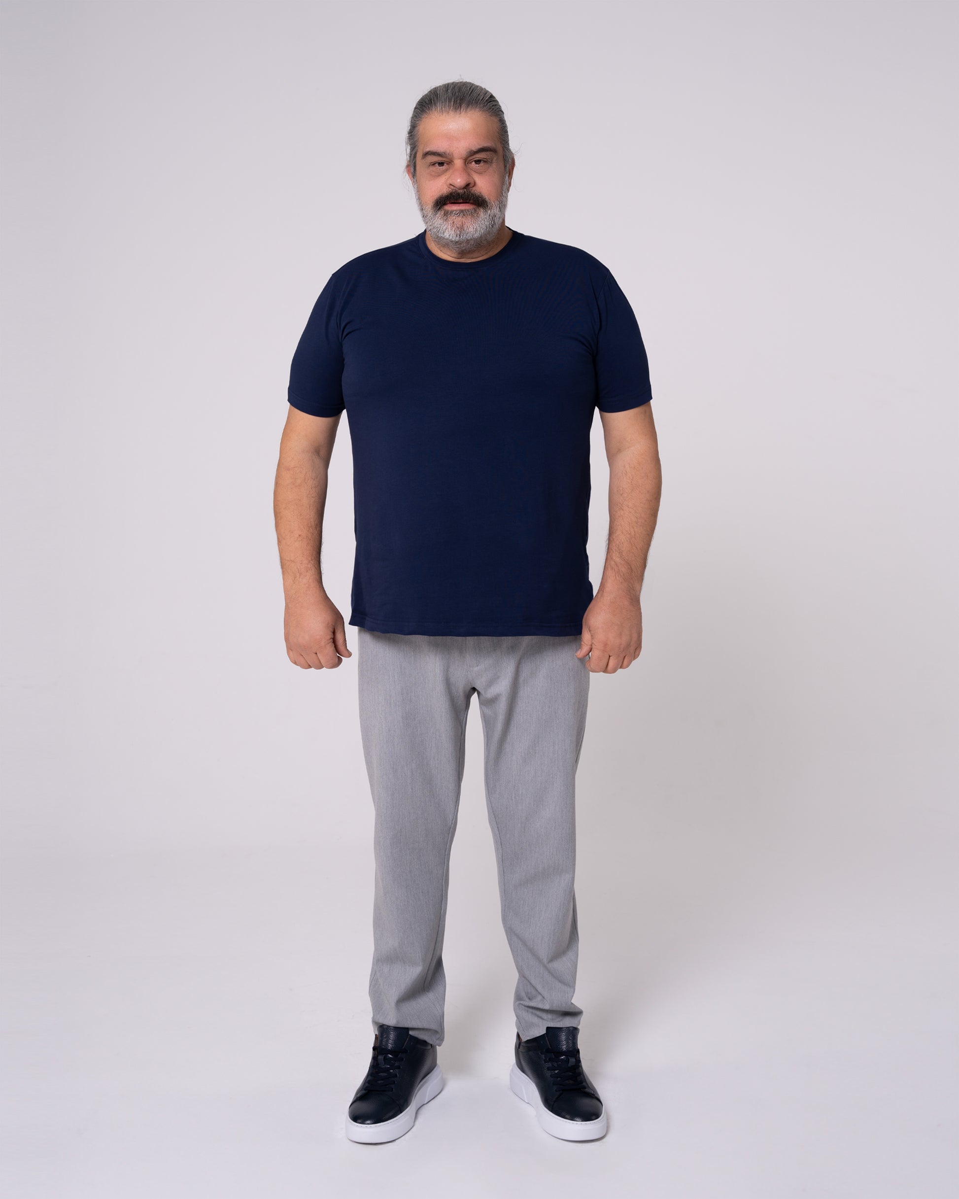Lacivert Bisiklet Yaka Tişört