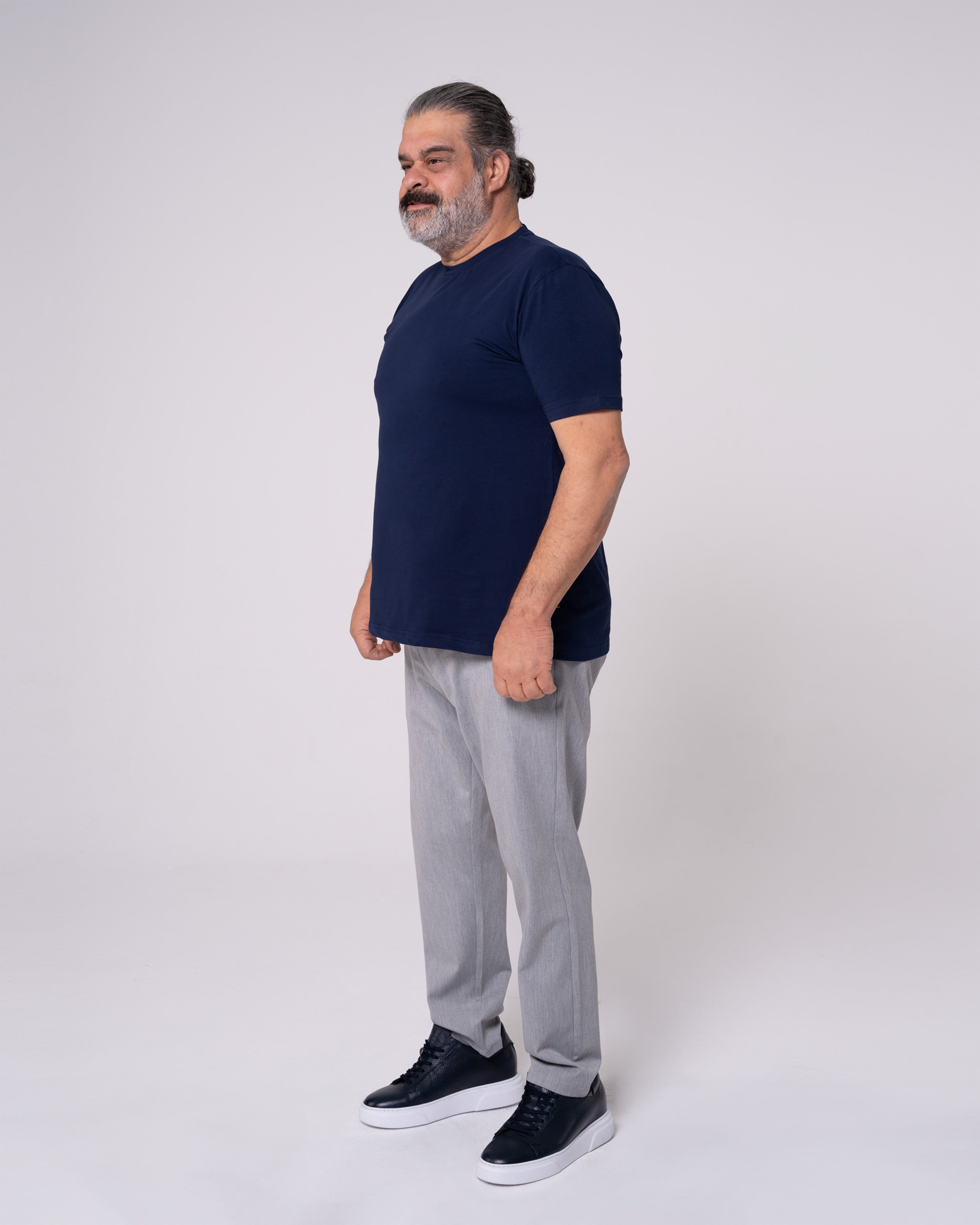 Lacivert Bisiklet Yaka Tişört Craftlabel